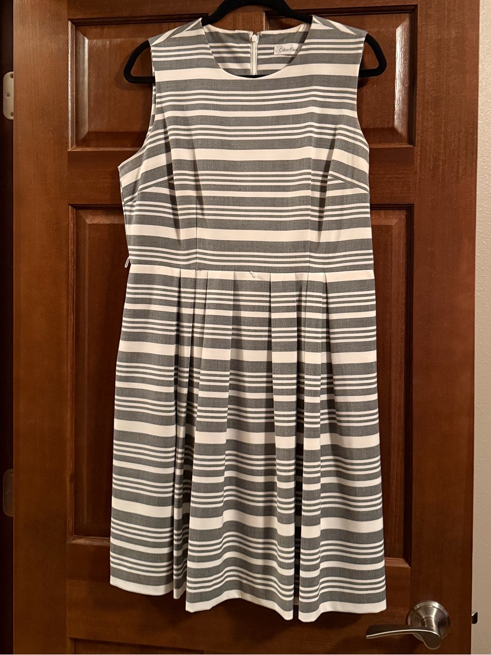 Calvin Klein Striped Dress in Gray and White